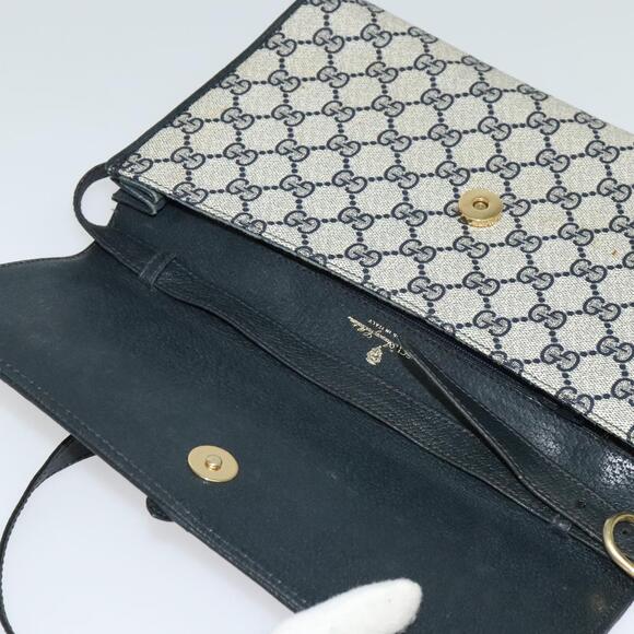 GUCCI GG Supreme Shoulder Bag Pvc Navy Gold - Picture 16 of 16